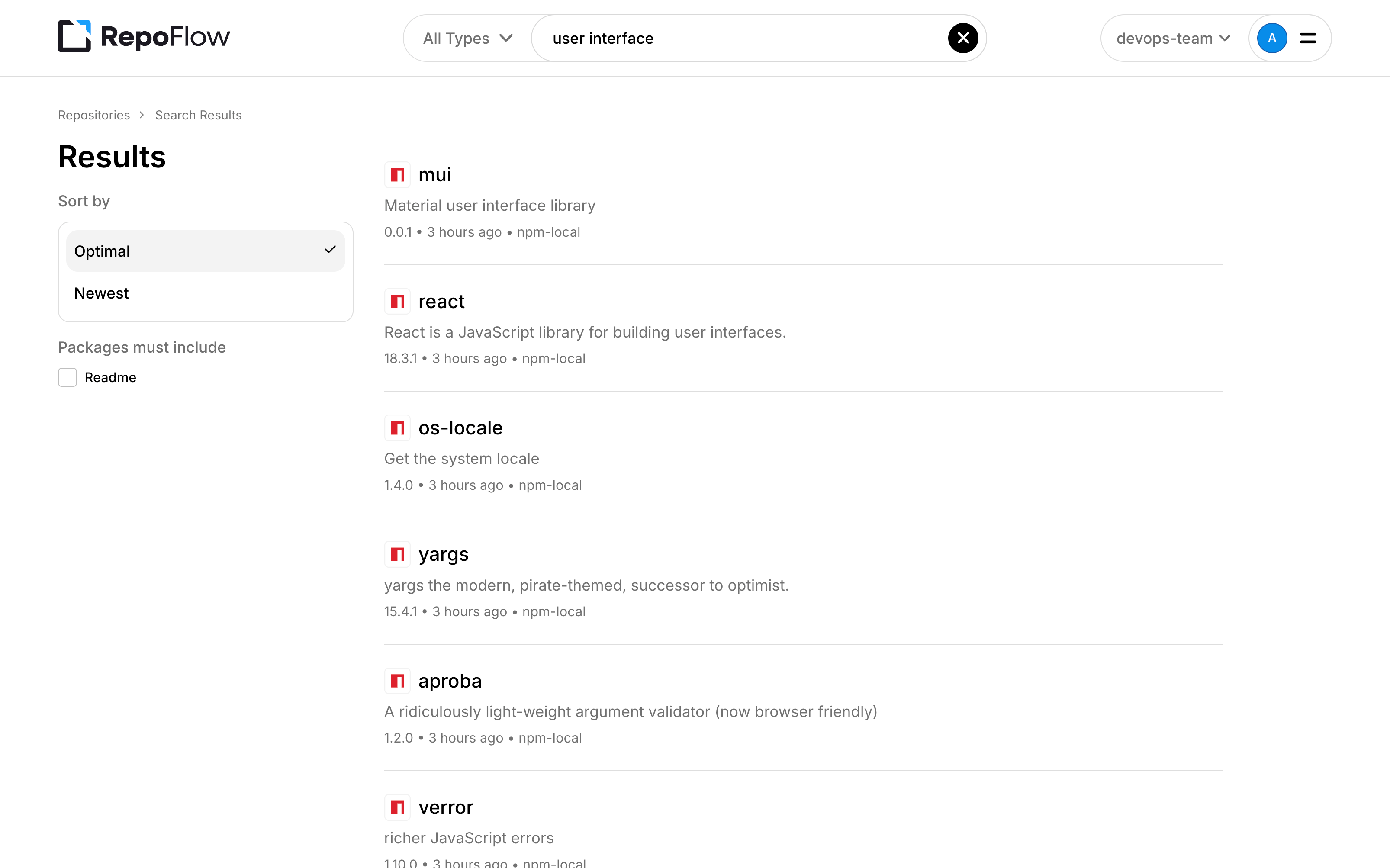 RepoFlow package search results for the query user interface